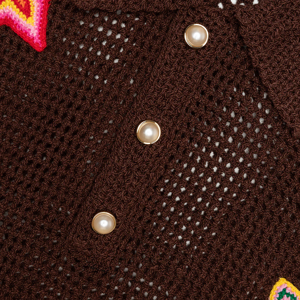 Crochet Polo with Patches - Brown - Image 4