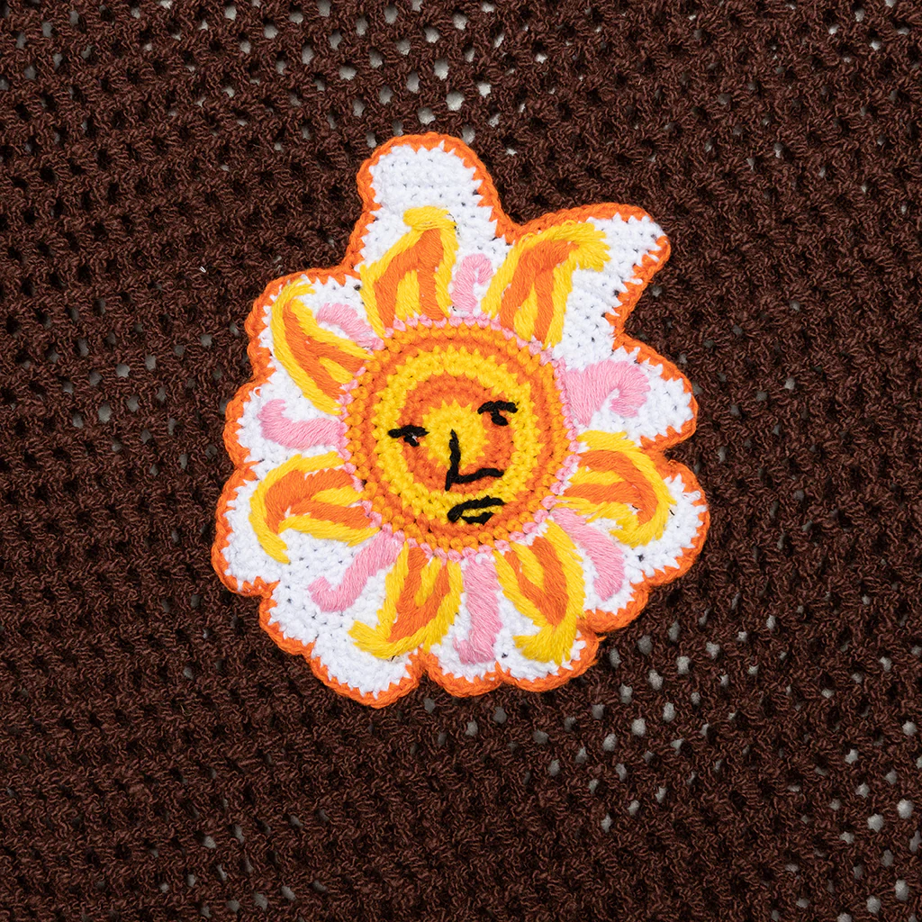 Crochet Polo with Patches - Brown - Image 5