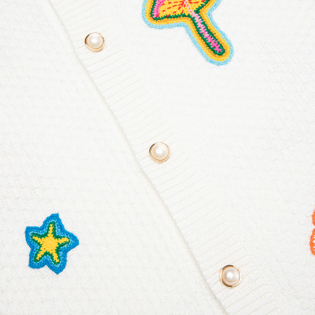 Crochet Shirt With Patches - White - Image 4