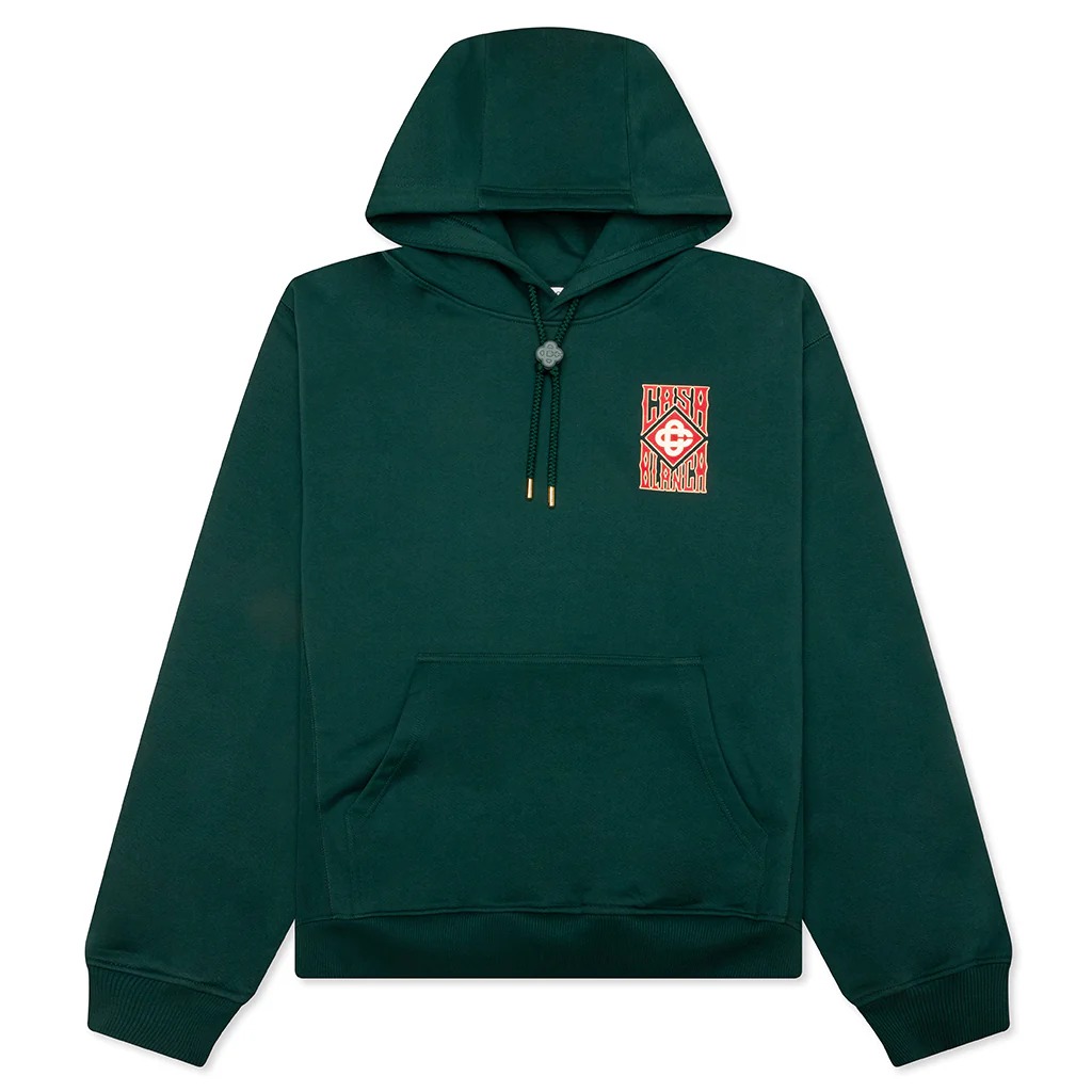 Gothic Stacked Logo Printed Hoodie - Green