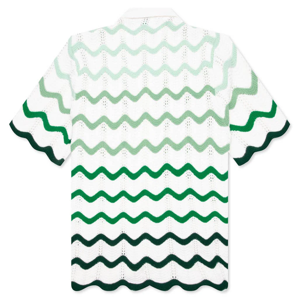 Gradient Wave Texture Shirt - Green/White - Image 2