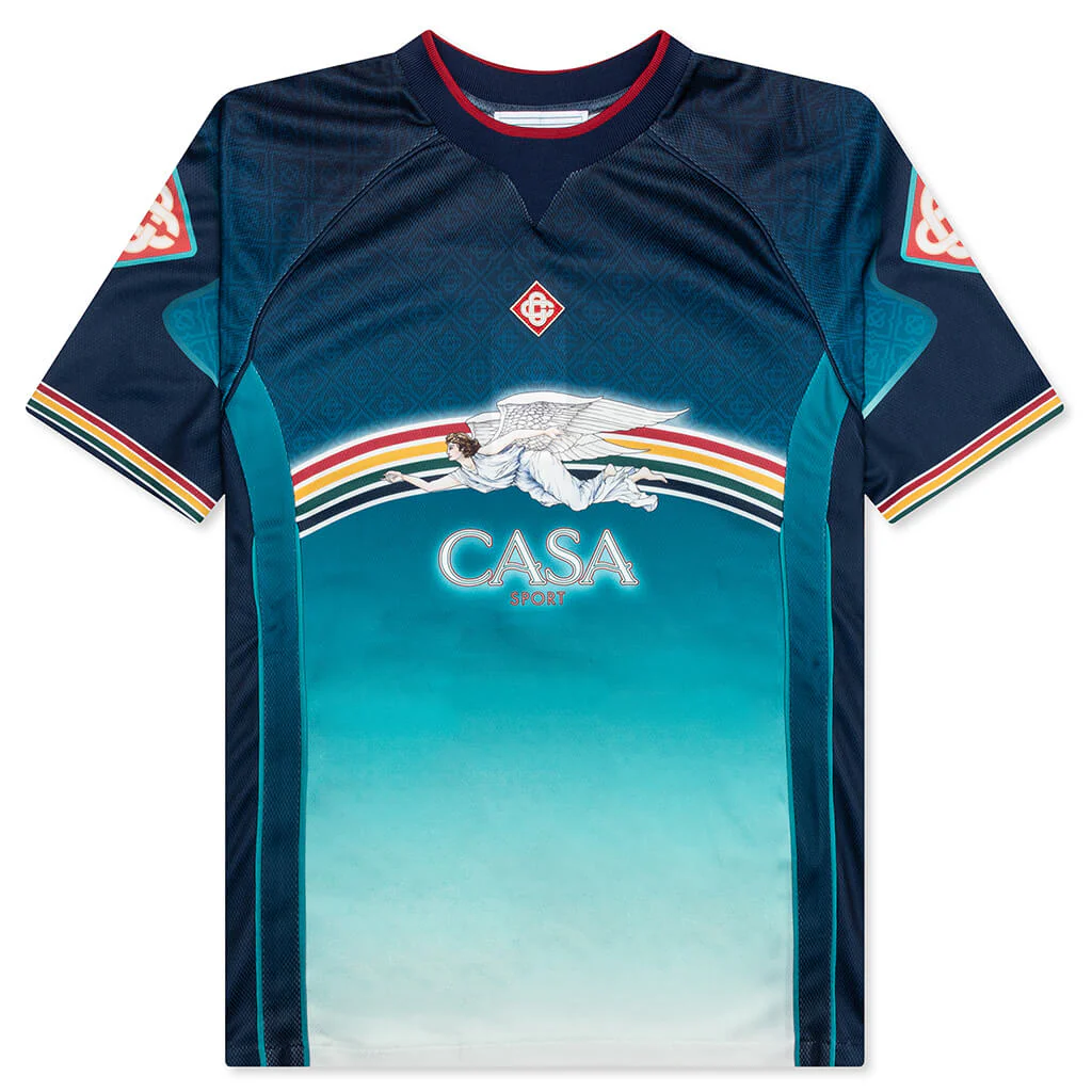 Mens Printed Football Top - Blue