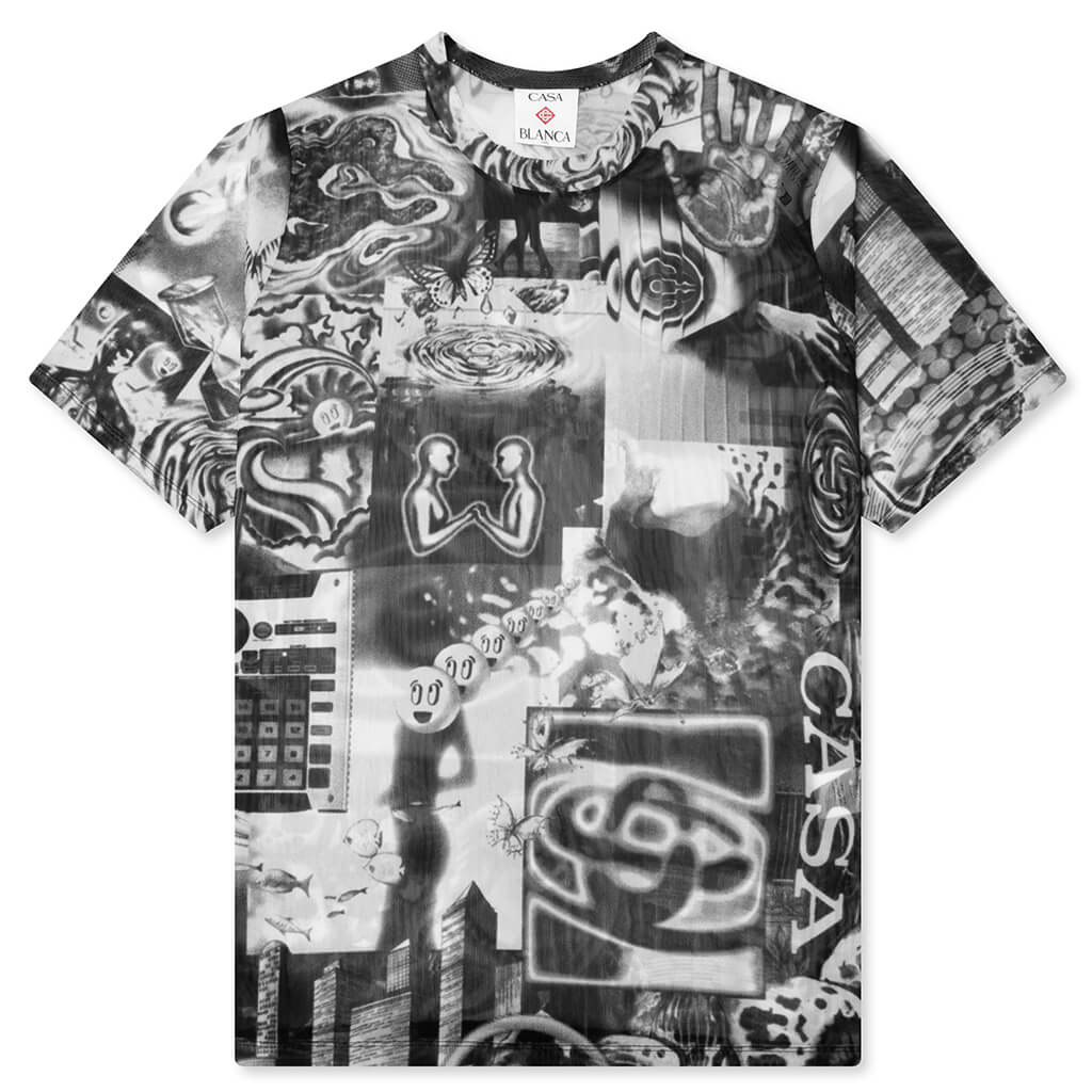 Rave Collage S/S Mesh T-Shirt - Black/White
