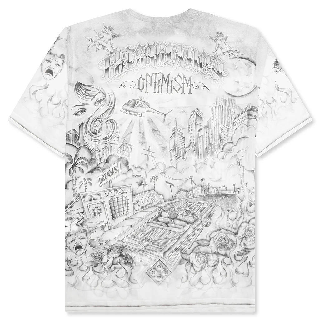 Short Sleeve Printed Crew Neck Mesh Top - Tattoo - Image 2