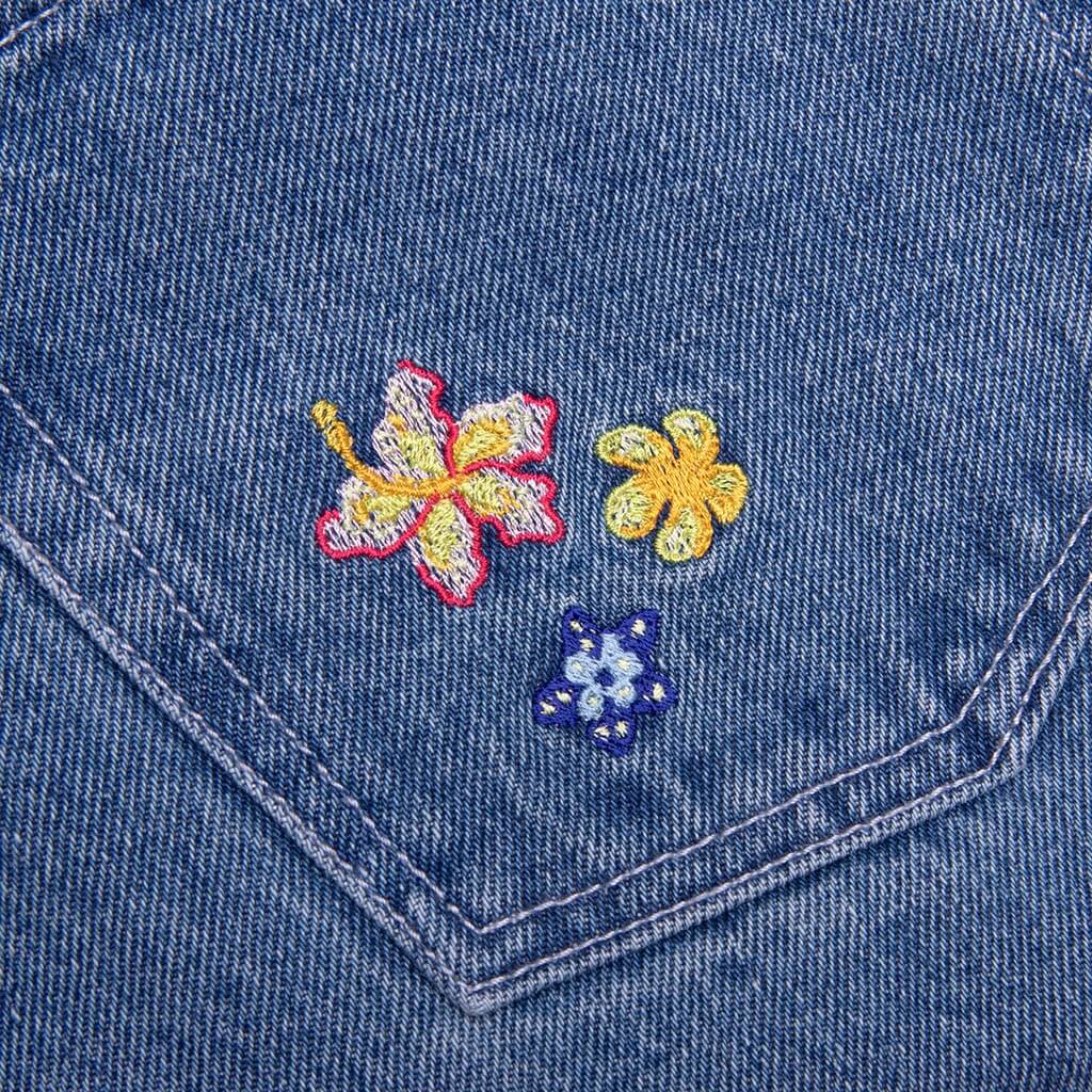 Stone Wash Denim Embroidered Motif Jean - Stone Wash - Image 7