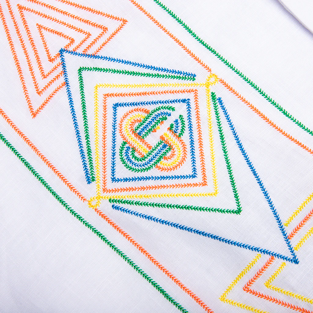 Chainstitch Embroidered Graphic Linen Shirt - Le Fil De La Musique - Image 4