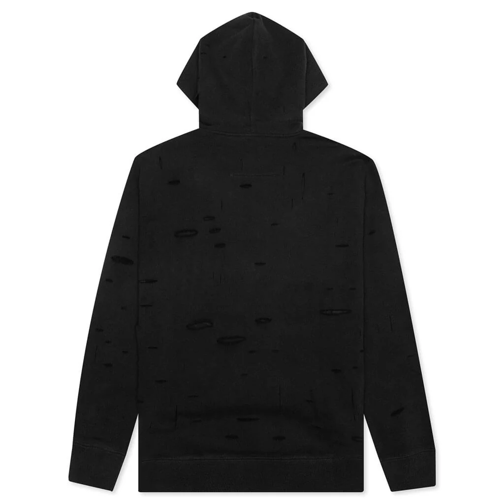 Fleece Hoodie Destroyed Effect - Faded Black - Image 2