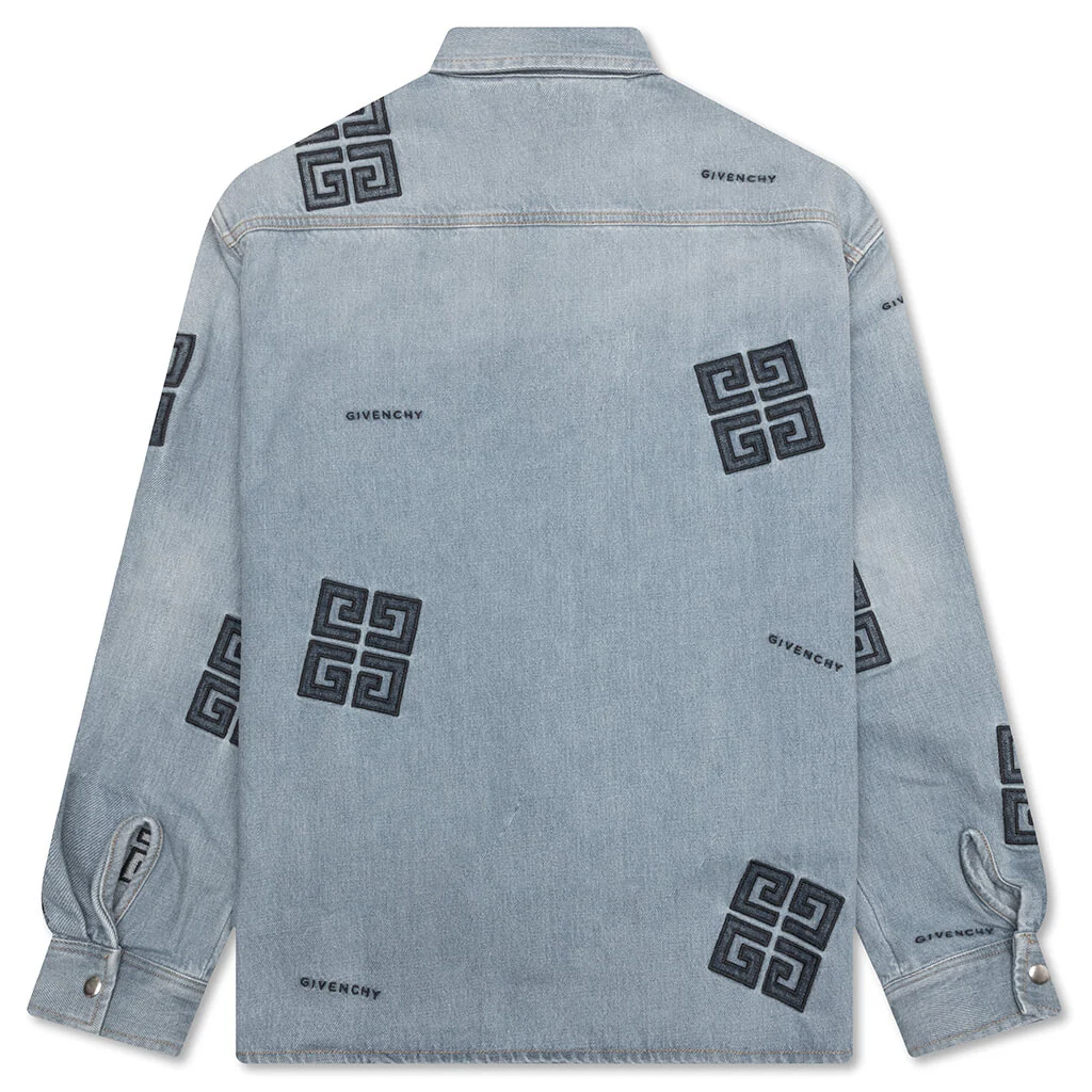 Classic Fit Overshirt w/ All Over 4G EMB - Light Blue - Image 2
