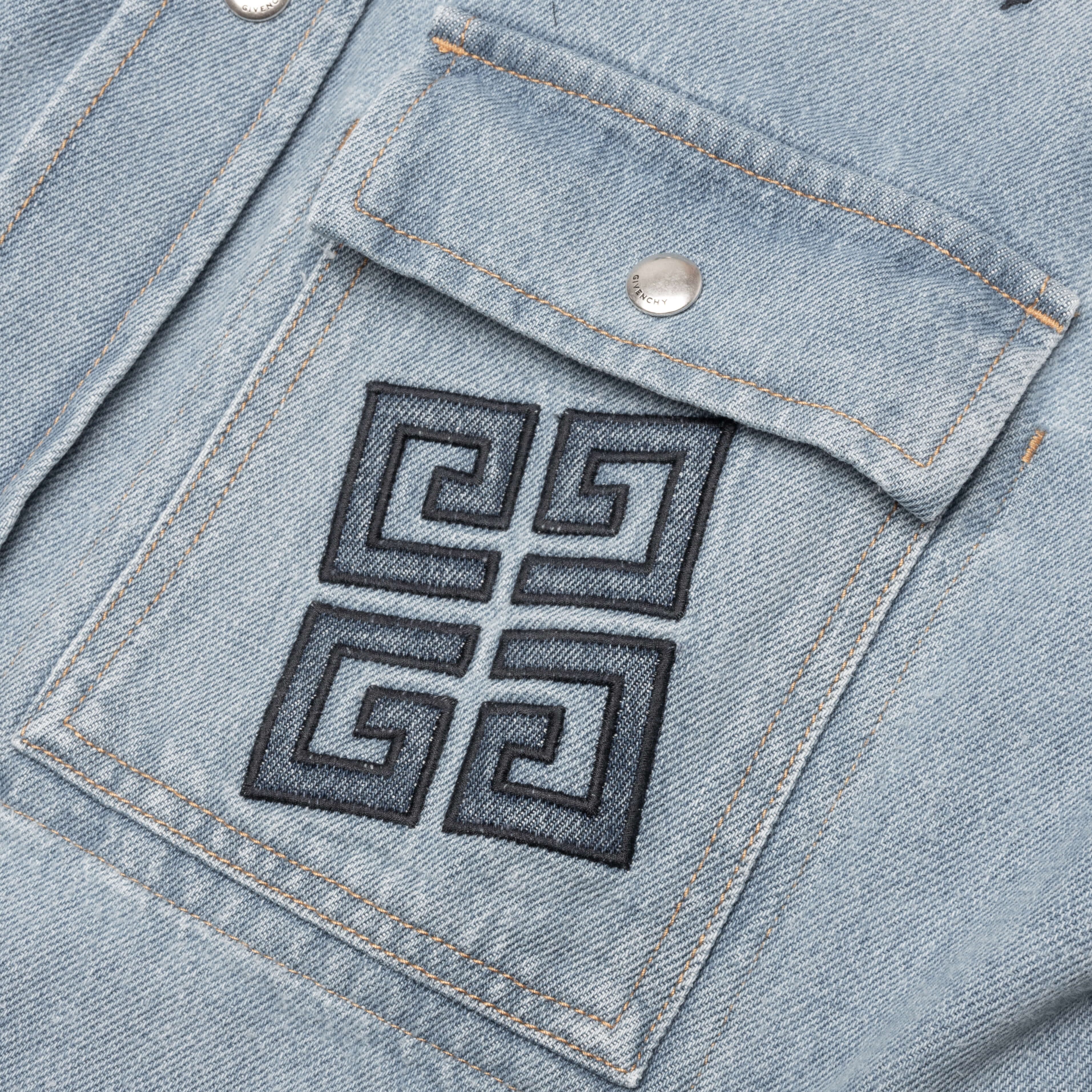 Classic Fit Overshirt w/ All Over 4G EMB - Light Blue - Image 3