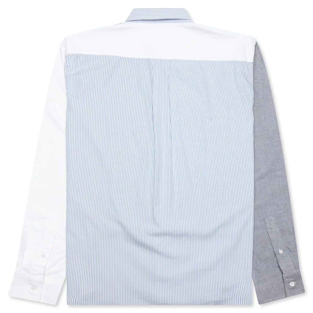 Classic Fit Patchwork Shirt - Light Blue/Grey - Image 2