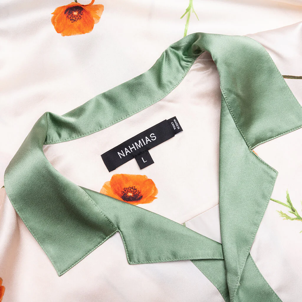 Color Block S/S Silk Shirt - Poppy Ivory - Image 3