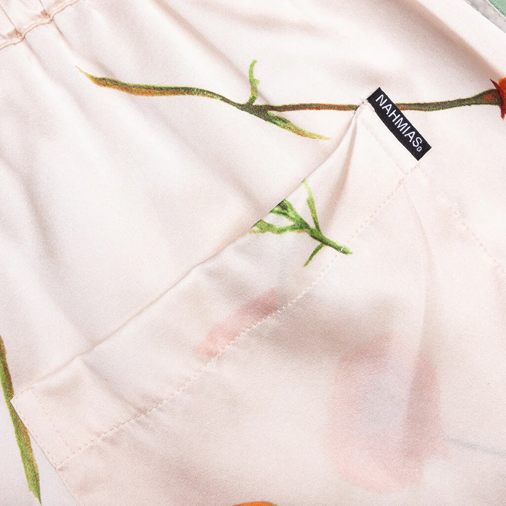 Color Block Silk Shorts - Poppy Ivory - Image 5