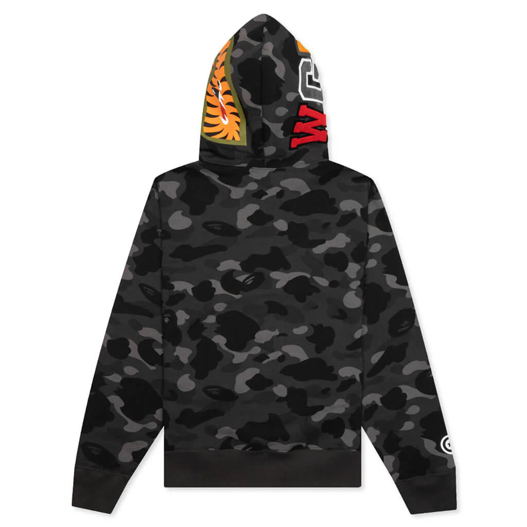 Color Camo Shark Full Zip Hoodie - Black - Image 2