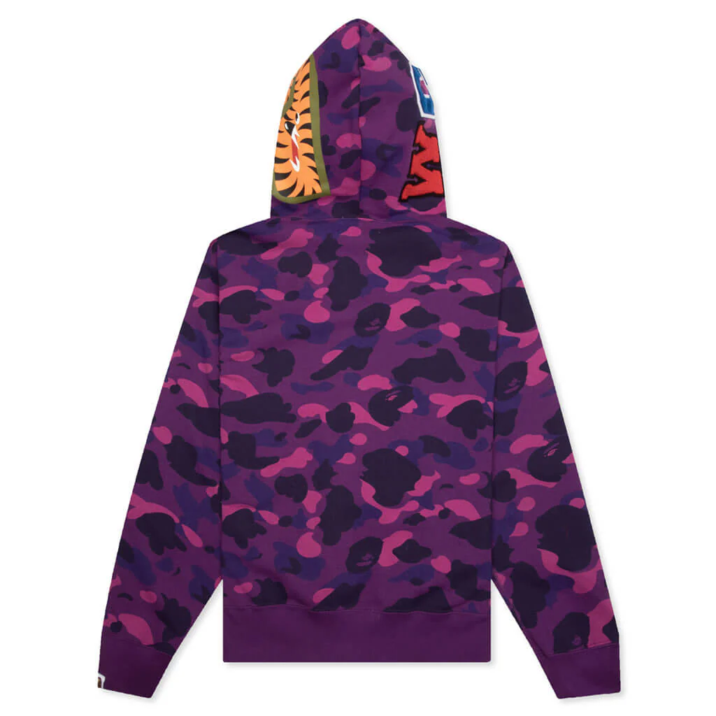 Color Camo Shark Full Zip Hoodie - Purple - Image 2