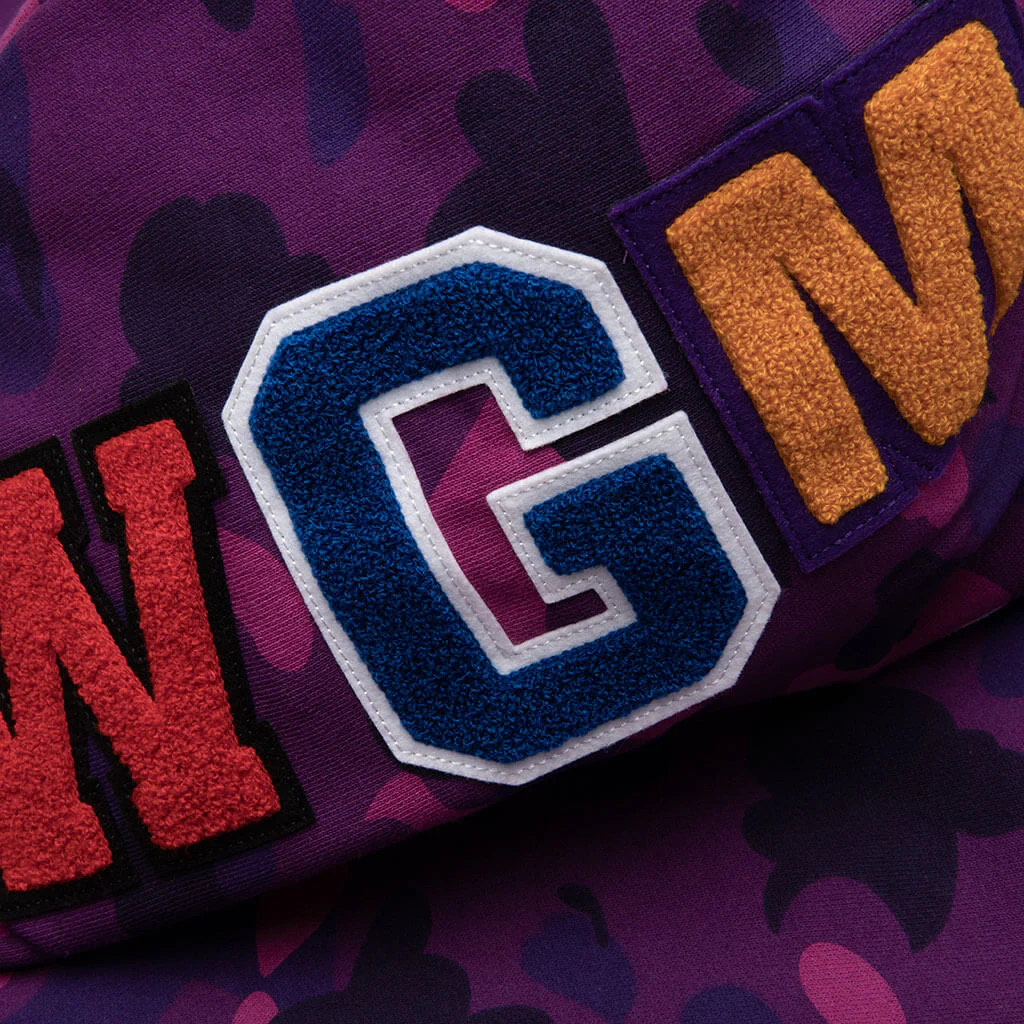 Color Camo Shark Full Zip Hoodie - Purple - Image 4
