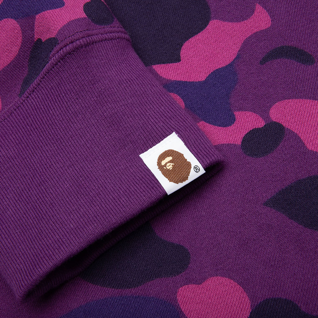 Color Camo Shark Full Zip Hoodie - Purple - Image 6