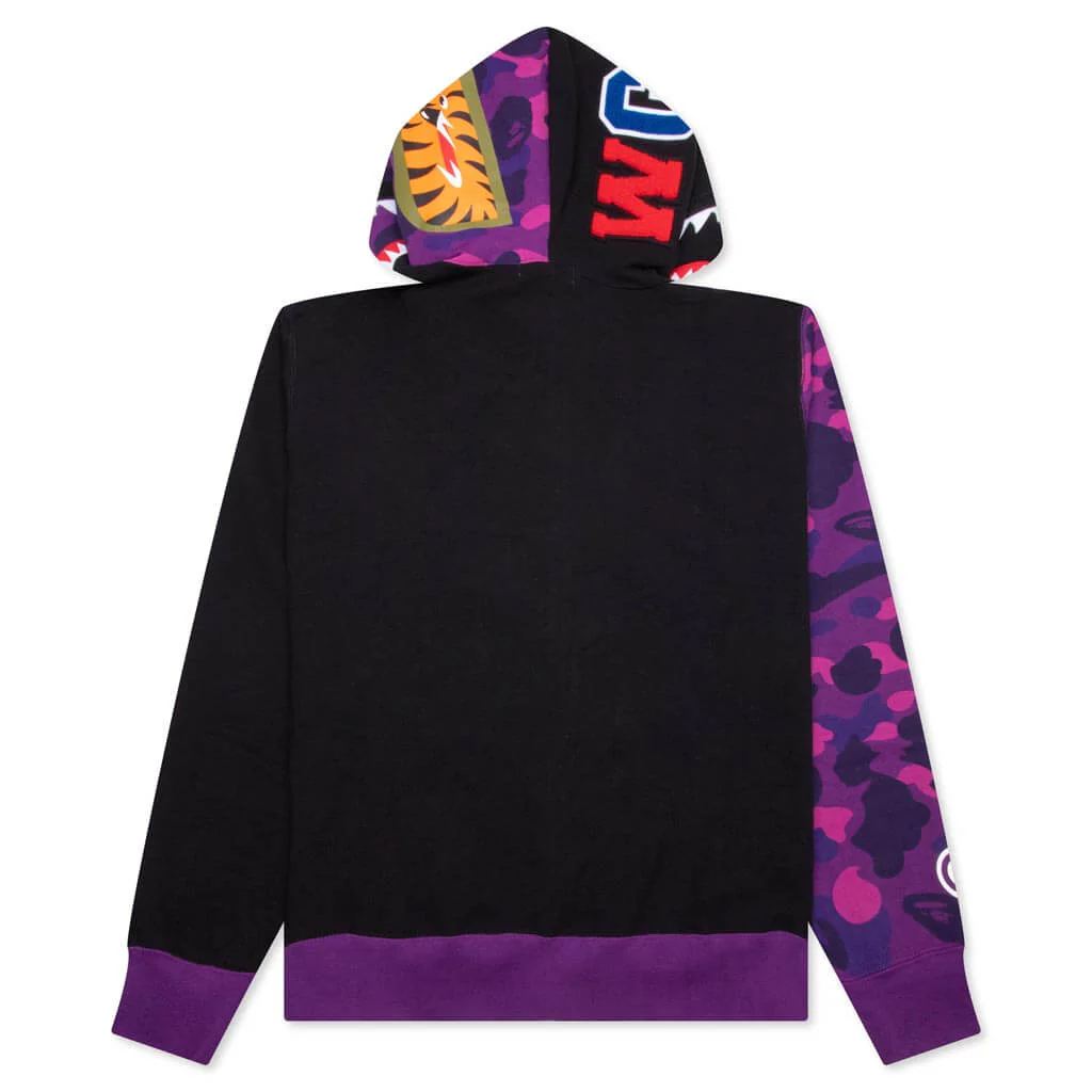 Color Camo Shark Full Zip Hoodie - Purple - Image 2