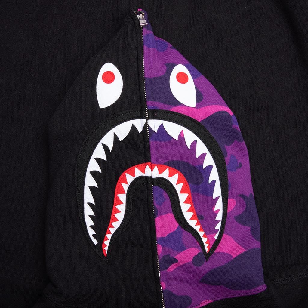 Color Camo Shark Full Zip Hoodie - Purple - Image 3