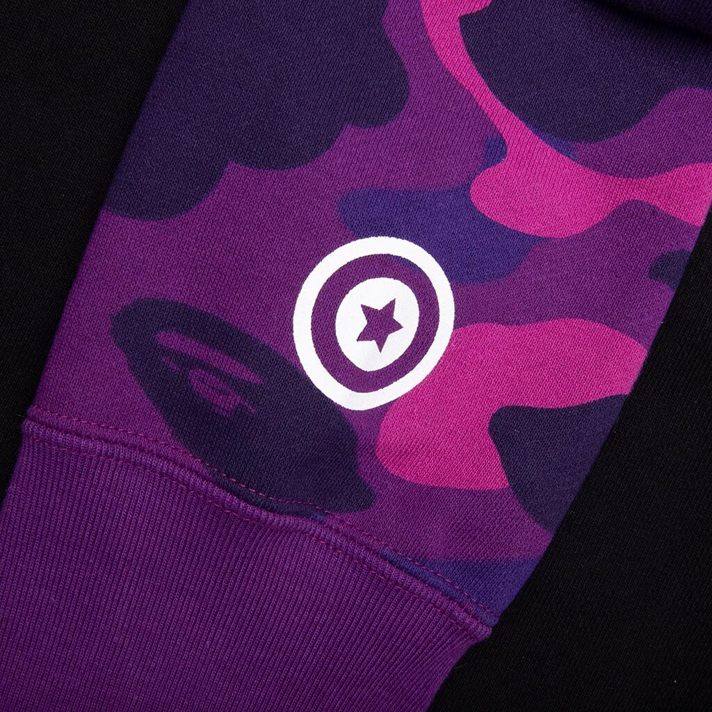 Color Camo Shark Full Zip Hoodie - Purple - Image 4