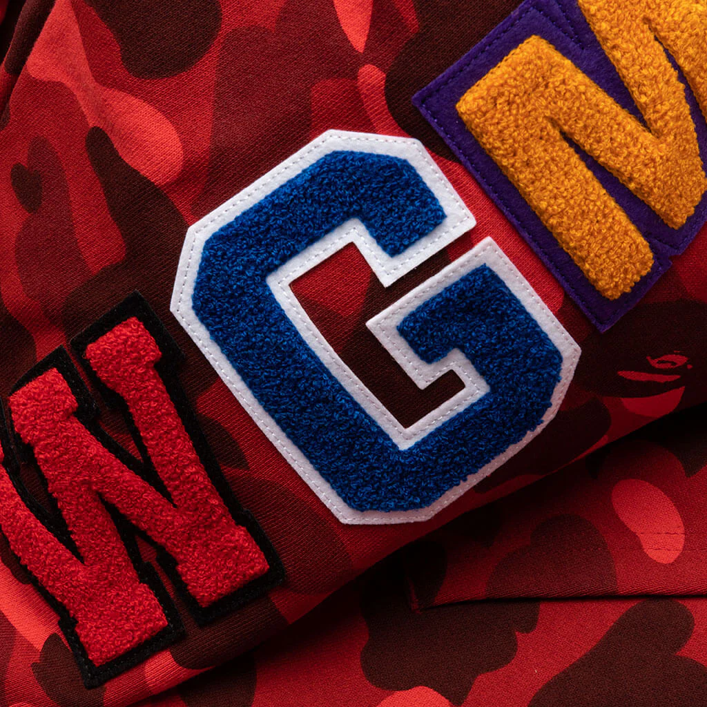 Color Camo Shark Full Zip Hoodie - Red - Image 4