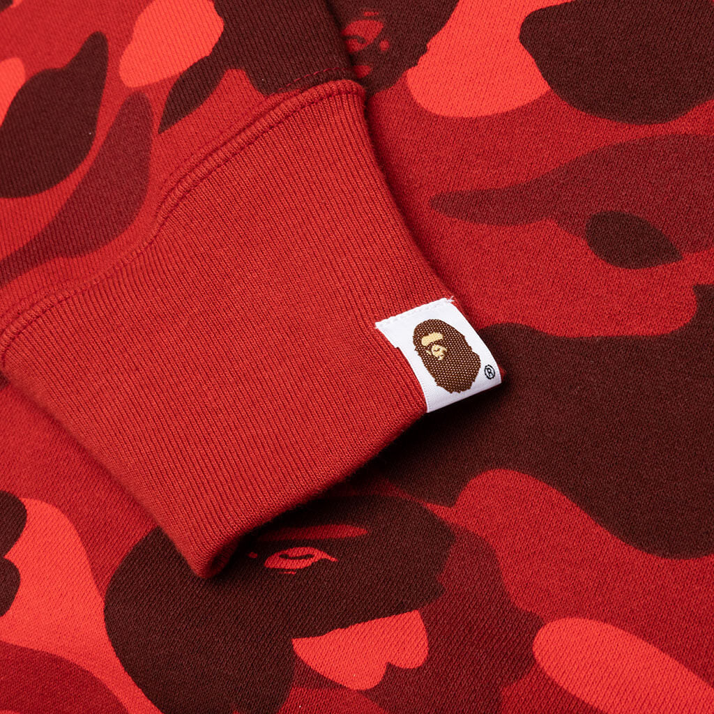 Color Camo Shark Full Zip Hoodie - Red - Image 5