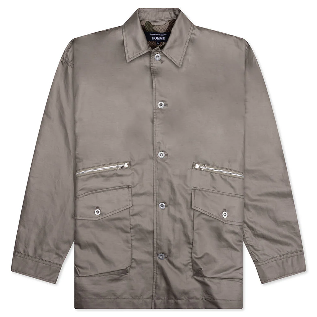 Multi-Pocket Chore Jacket - Grey Beige