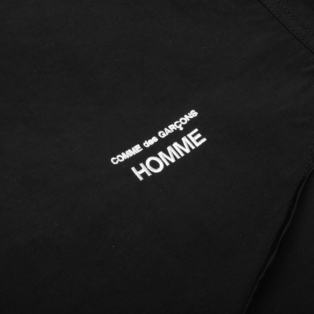 Curved Hem Nylon Short Sleeve Shirt - Black - Image 4