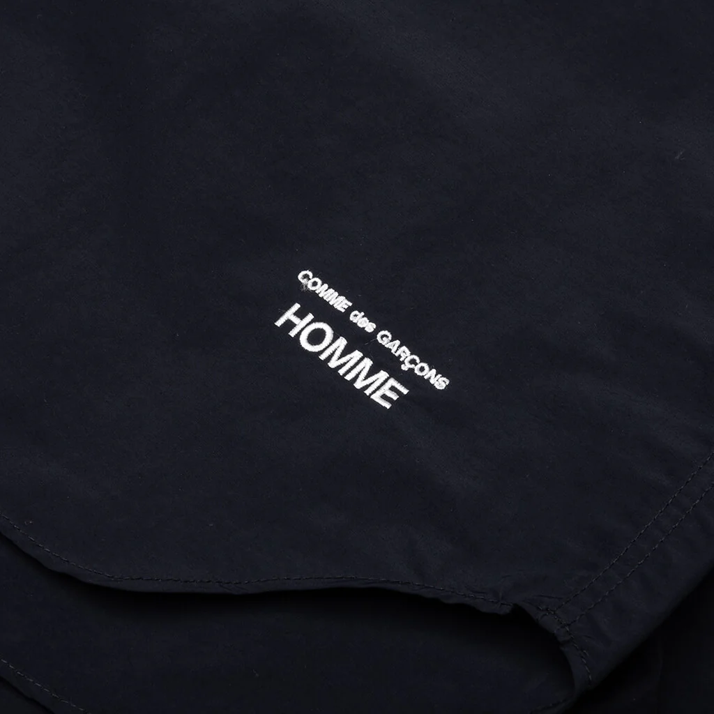 Curved Hem Nylon Short Sleeve Shirt - Navy/White - Image 3