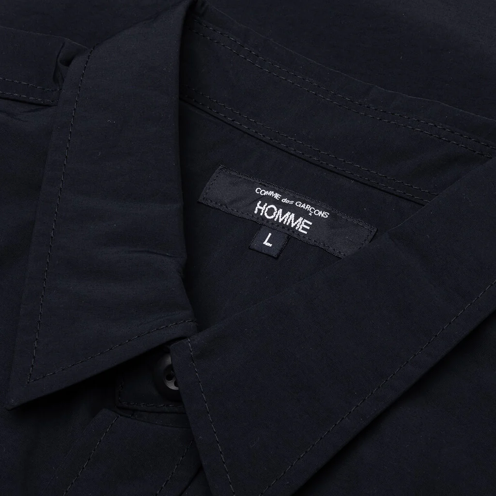 Curved Hem Nylon Short Sleeve Shirt - Navy/White - Image 5