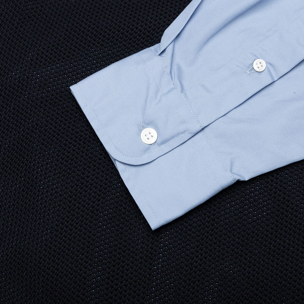 Mixed Material Shirt - Sax/Navy - Image 4