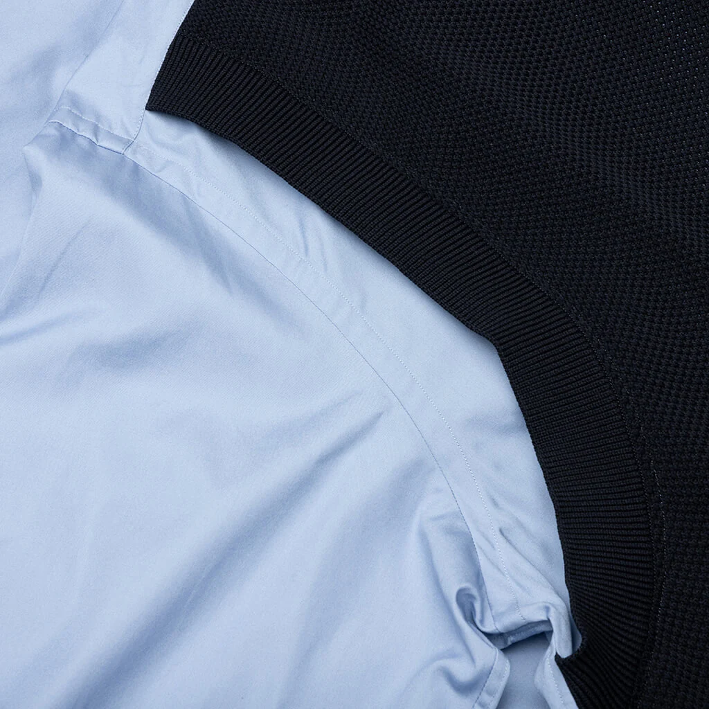 Mixed Material Shirt - Sax/Navy - Image 5