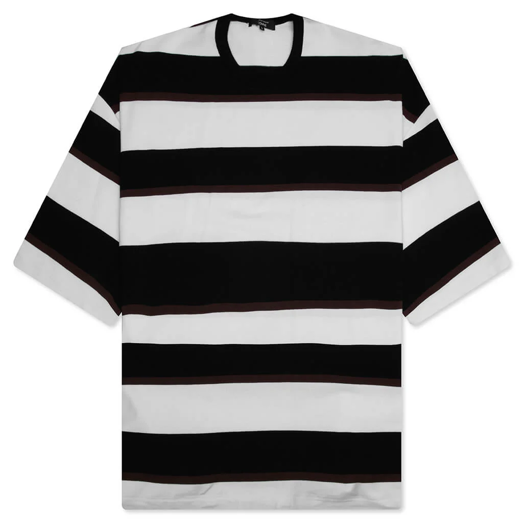 Cotton Jersey Multi Border T-Shirt - Black/Brown/White