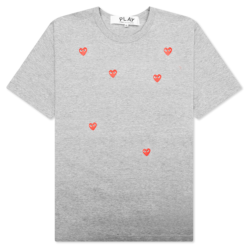 Tri Red Heart Logo Print T-Shirt - Grey