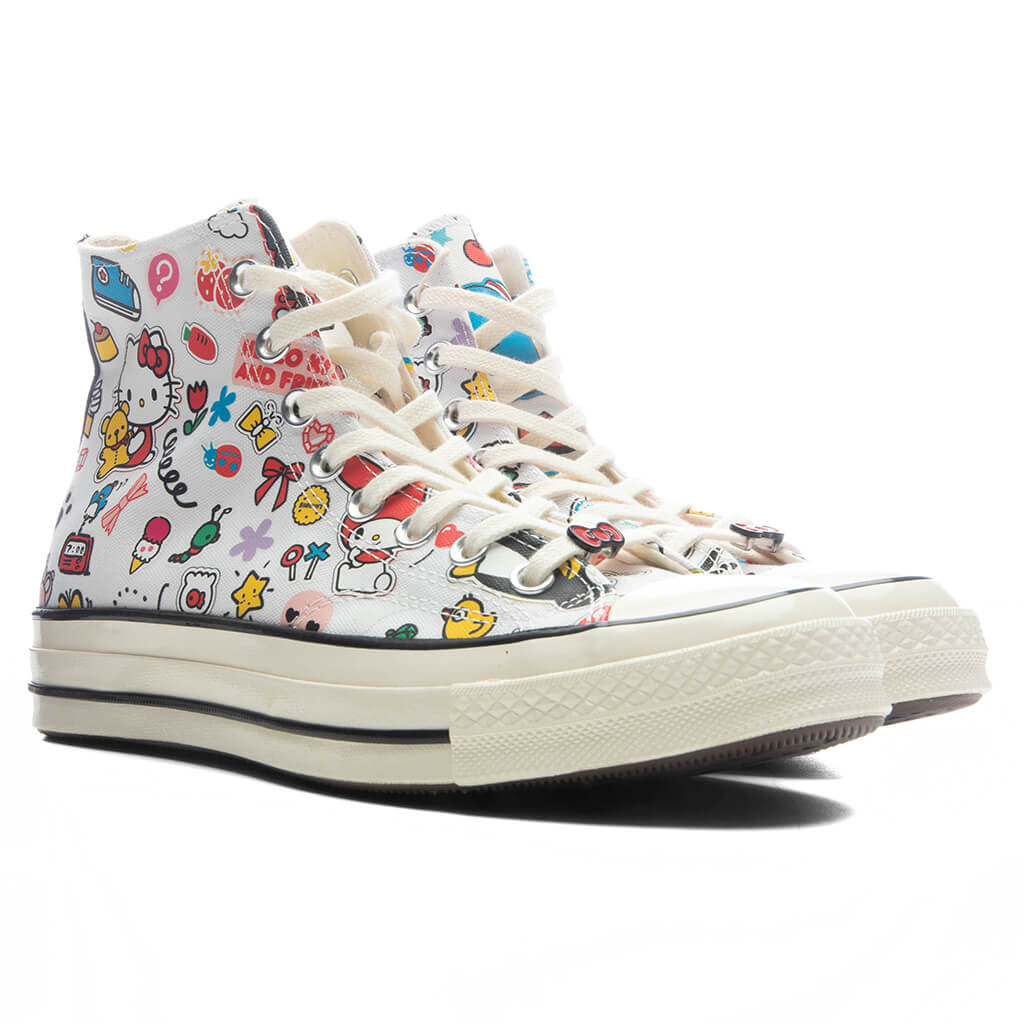 Converse x Hello Kitty Chuck 70 Hi - White/Pink/Green - Image 2
