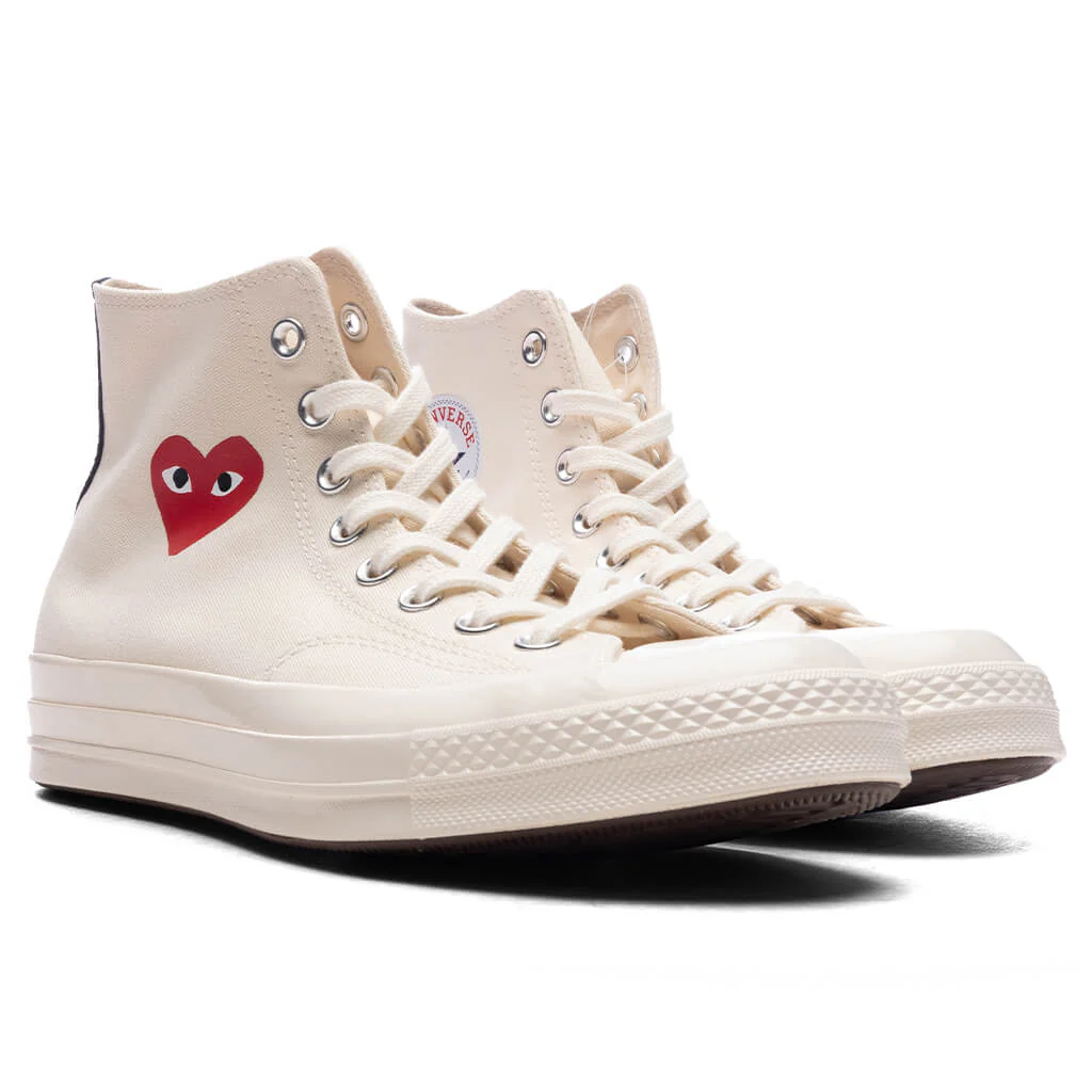 Converse x Comme Des Garcons PLAY All Star Chuck '70 Hi Small Red Heart - White - Image 2