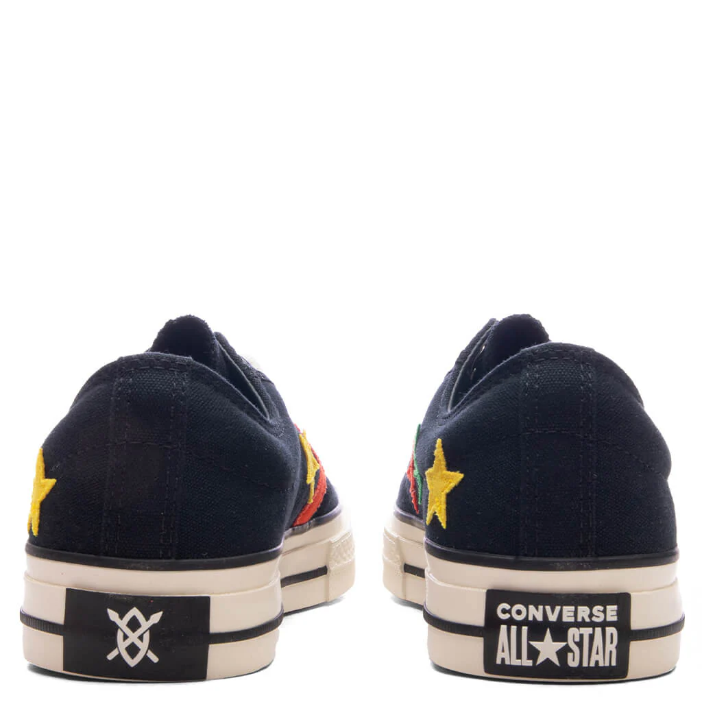 Converse x Daily Paper Star Player 76 Ox - Black/Fern Green/Cyber Yellow - Image 4