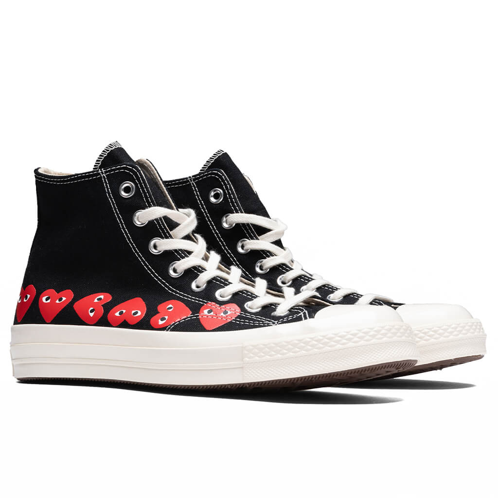 Converse x Comme Des Garcons PLAY All Star Chuck '70 Hi Multi Heart - Black/Red - Image 2