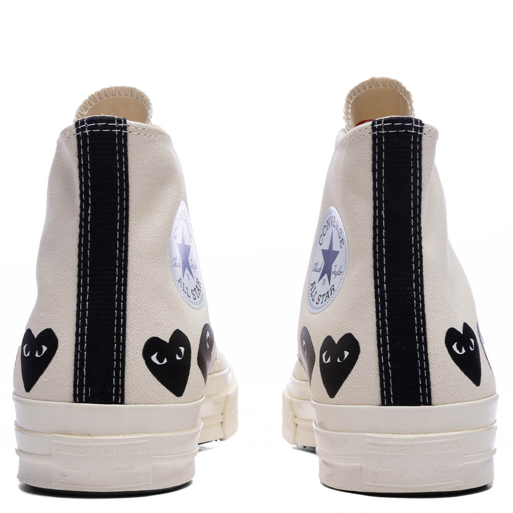 Converse x Comme Des Garcons PLAY All Star Chuck '70 Hi Multi Heart - Milk/Black - Image 4