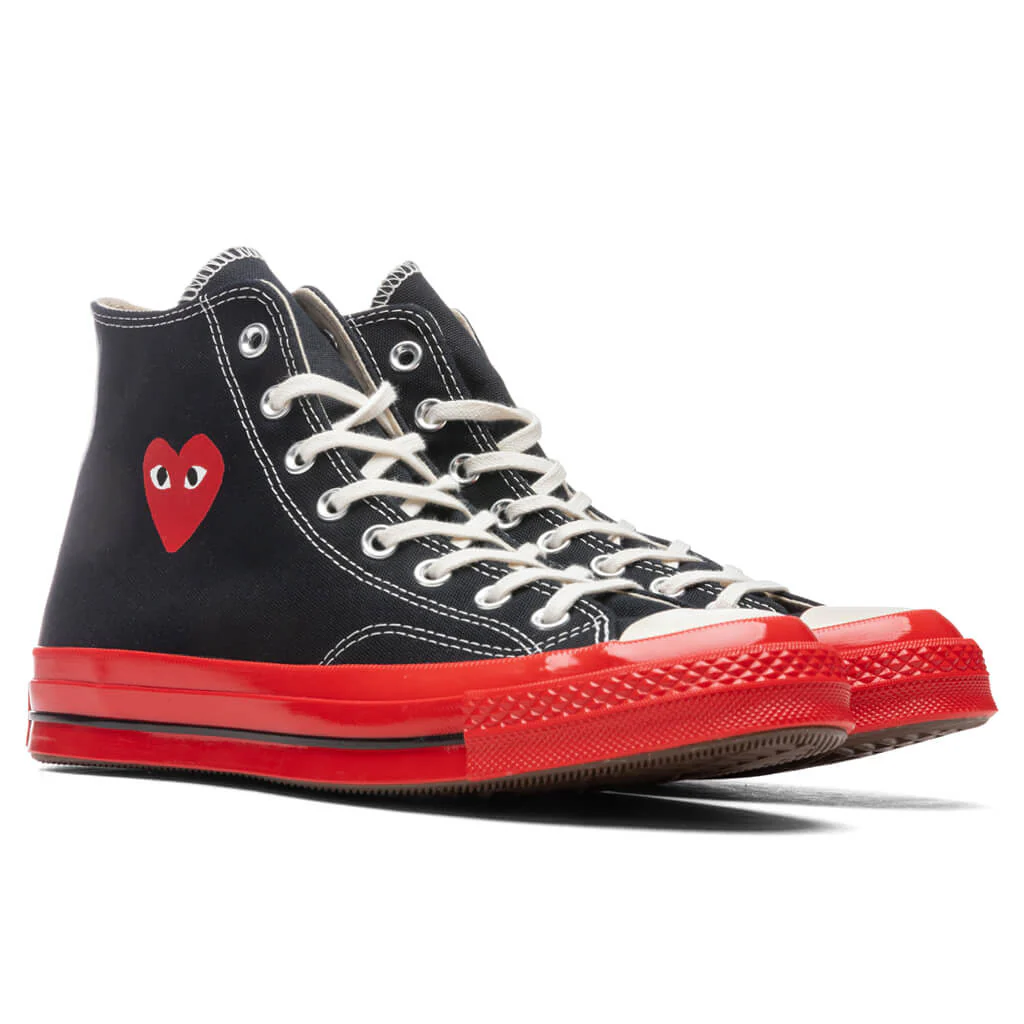 Converse x Comme Des Garcons PLAY All Star Chuck '70 Hi Red Sole - Black - Image 2