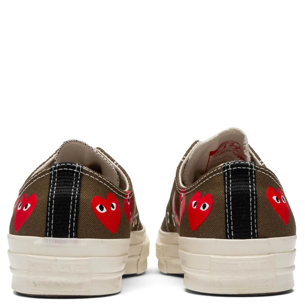 Converse x Comme Des Garcons PLAY All Star Chuck '70 Ox "Multi Heart" - Khaki - Image 4