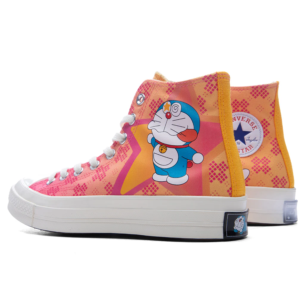 Converse x Doraemon Chuck 70 Hi - Hawaiian Ocean/Flamingo/Habanero Gold - Image 3