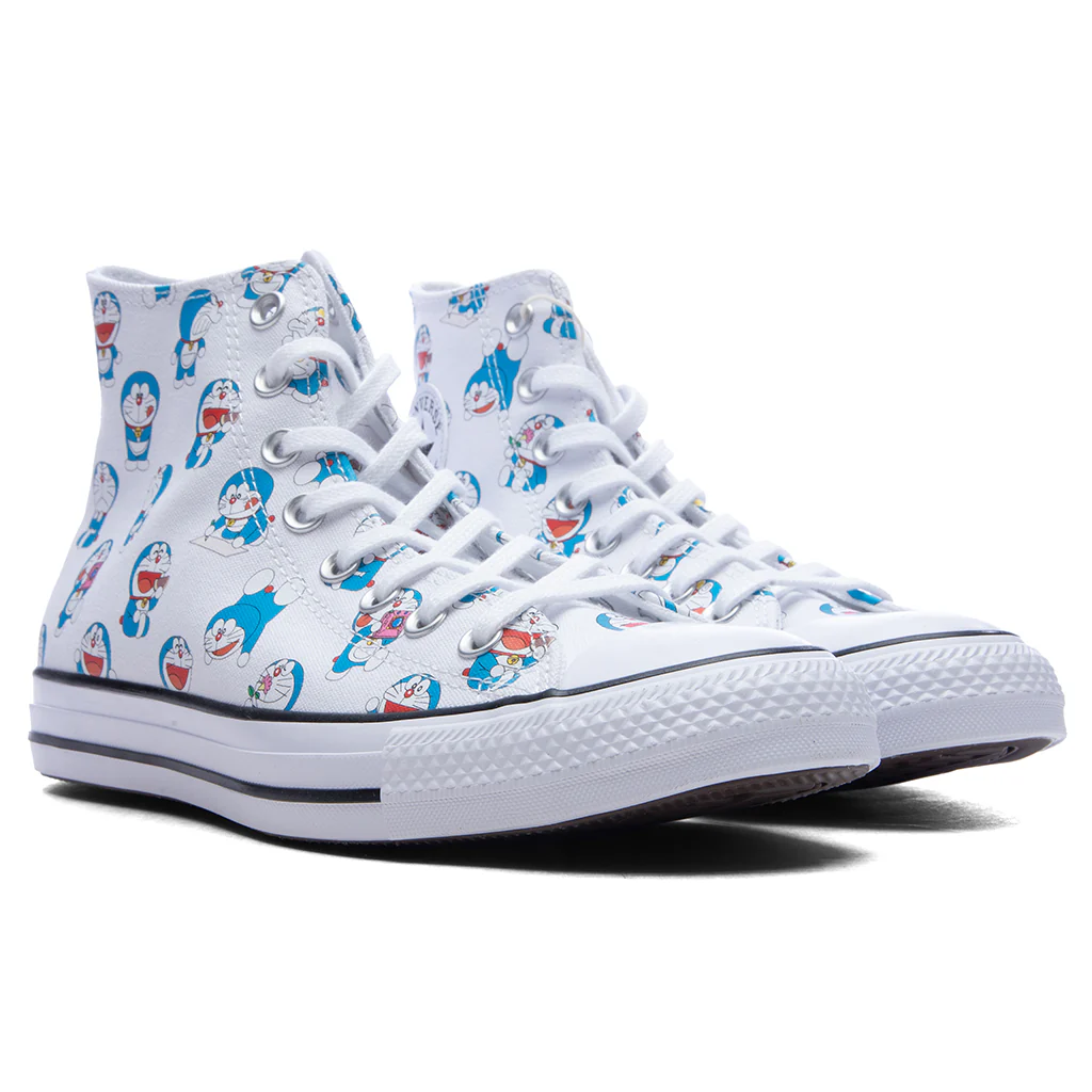 Converse x Doraemon Chuck Taylor All Star Hi - Vintage White/Hawaiian Gold/Flamingo - Image 2
