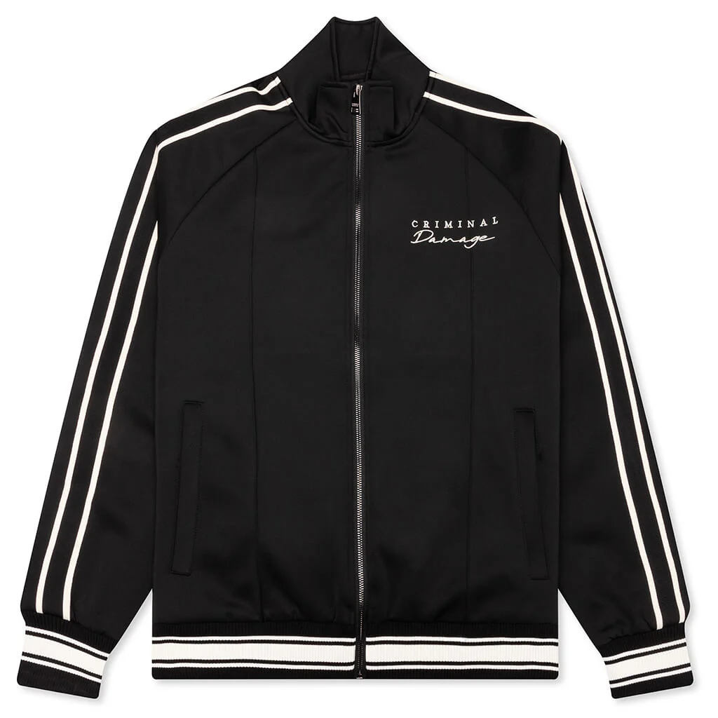 Dragon Embroidered Track Top - Black