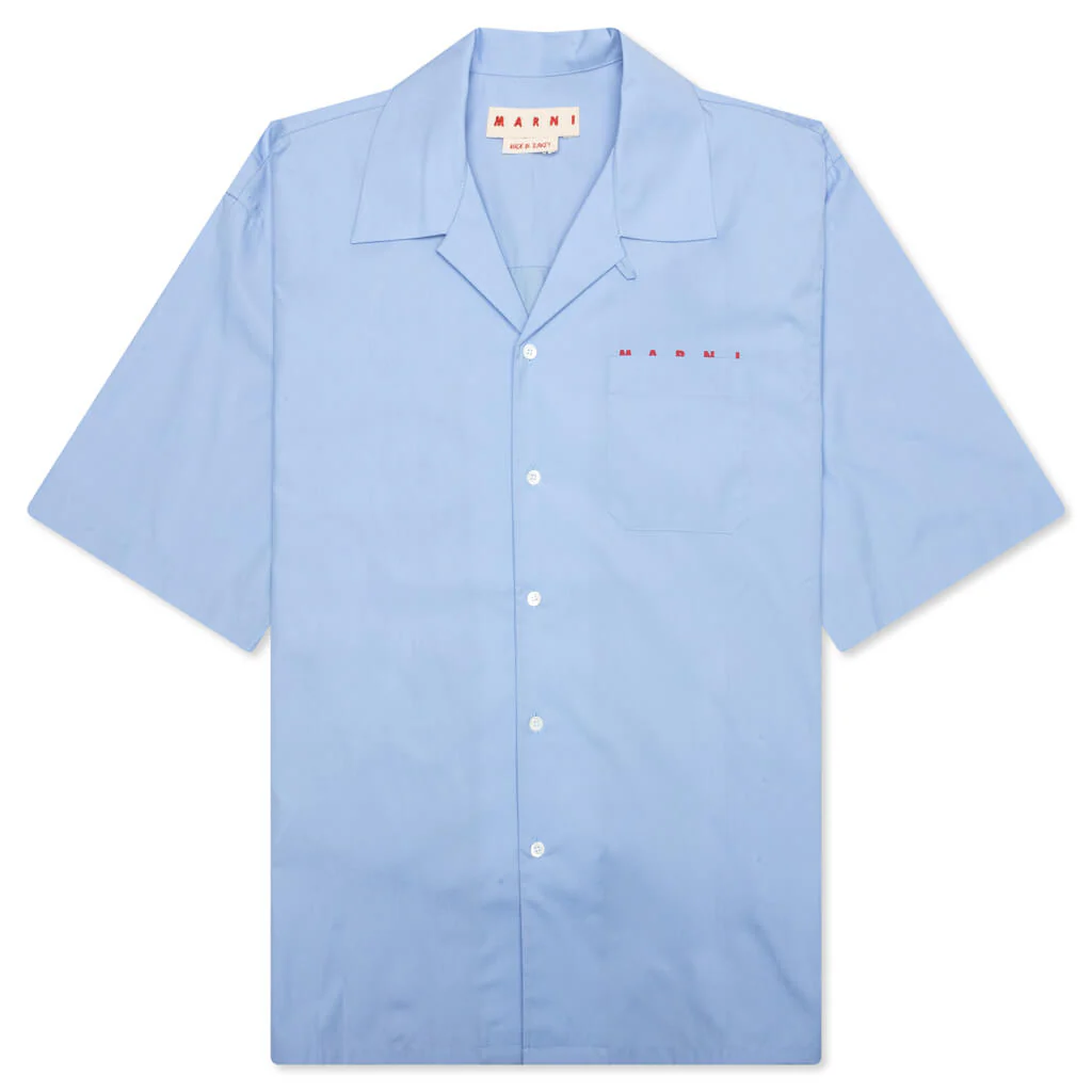Boxy Fit Logo Bowling Shirt - Iris Blue