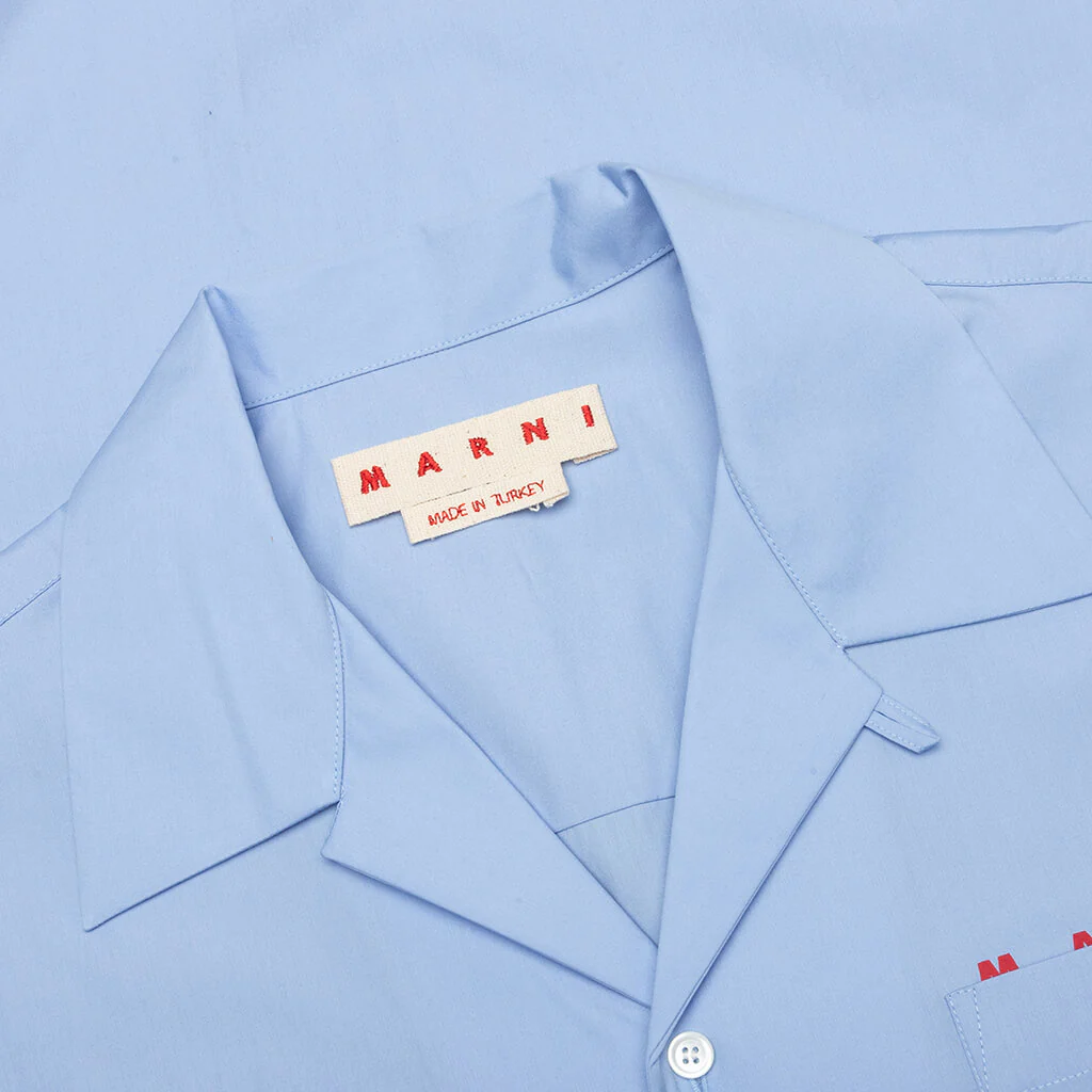 Boxy Fit Logo Bowling Shirt - Iris Blue - Image 3