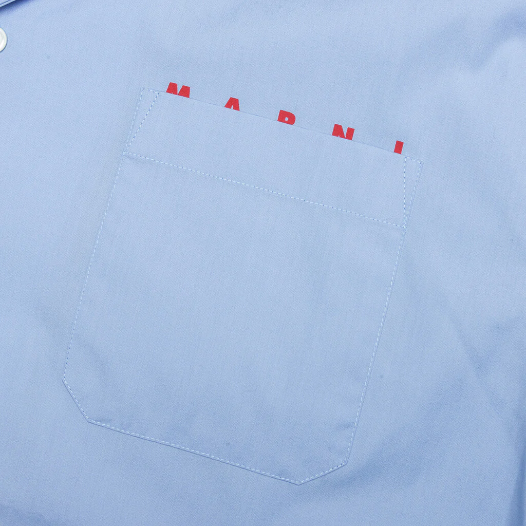 Boxy Fit Logo Bowling Shirt - Iris Blue - Image 4