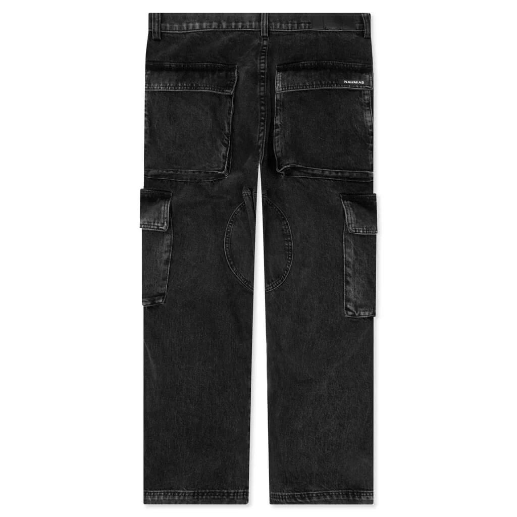 Denim Logo Cargos - Charcoal Wash - Image 2