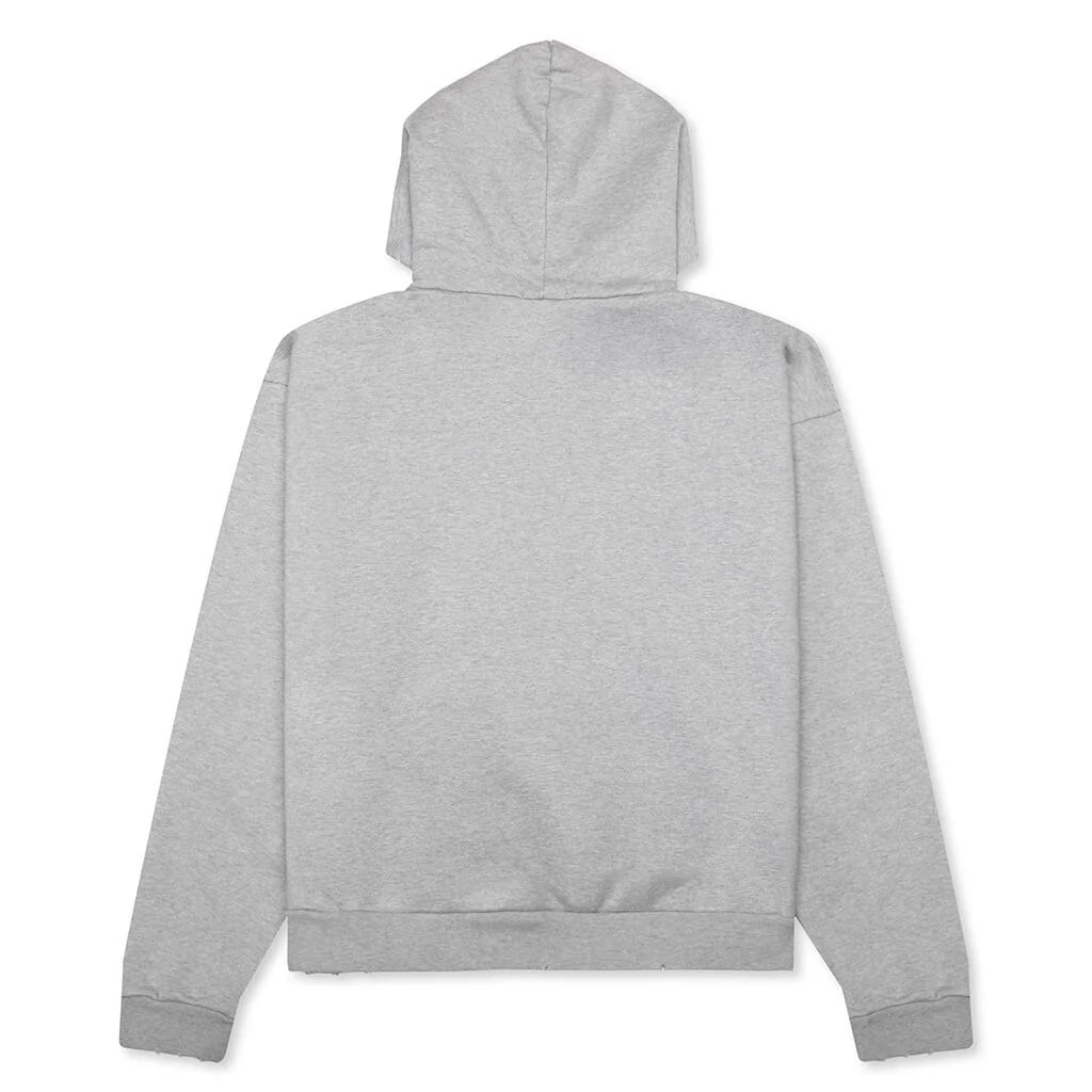 Distressed Hoodie Small Logo - Heather Grey - Image 2
