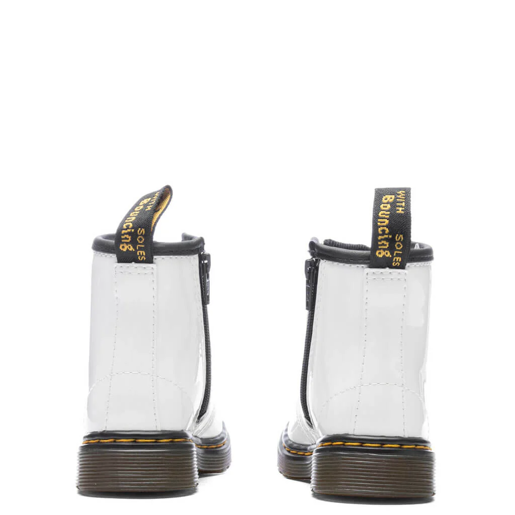 Toddler 1460 Patent Leather Boots - White Patent Lamper - Image 4