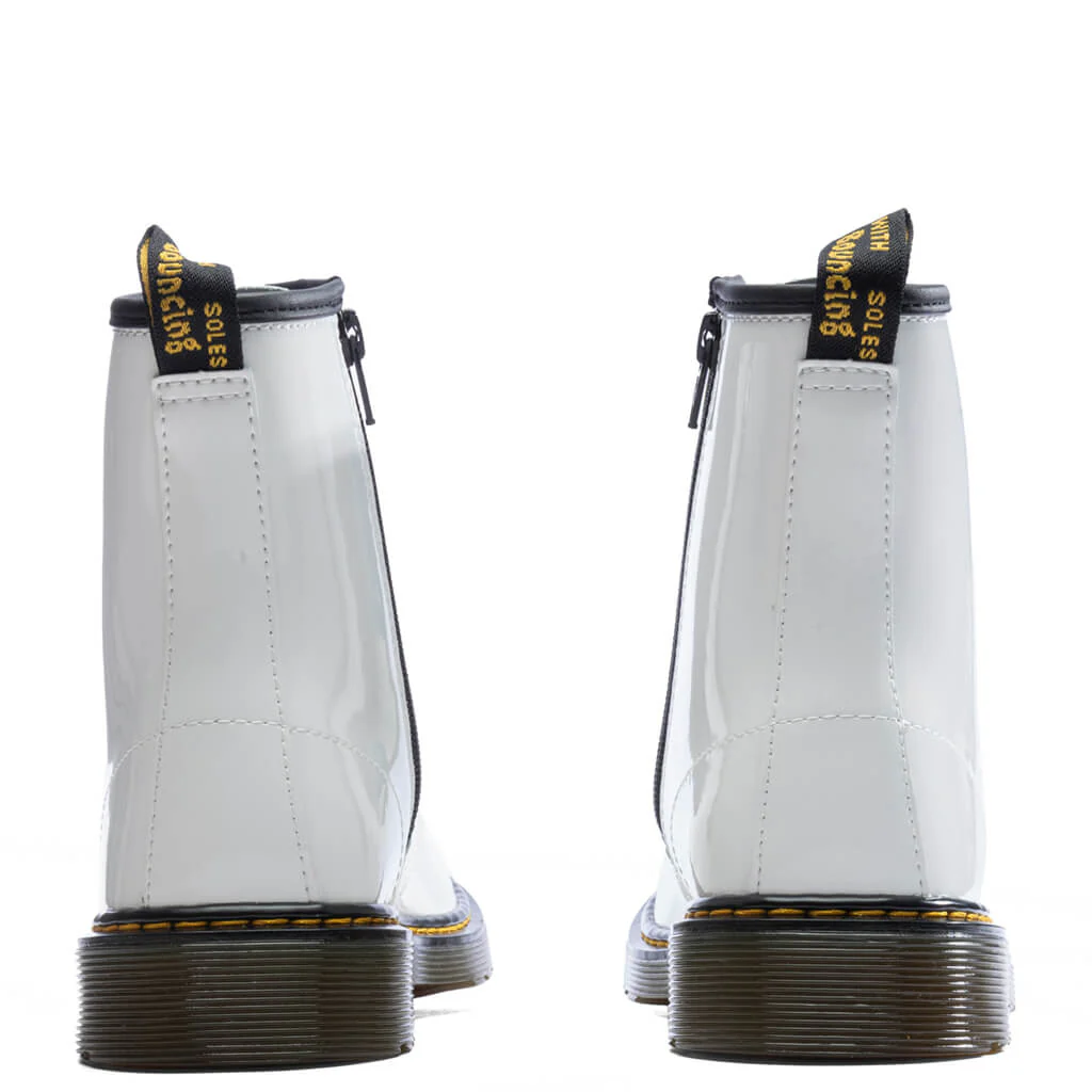 Youth 1460 Patent Leather Boots - White Patent Lamper - Image 4